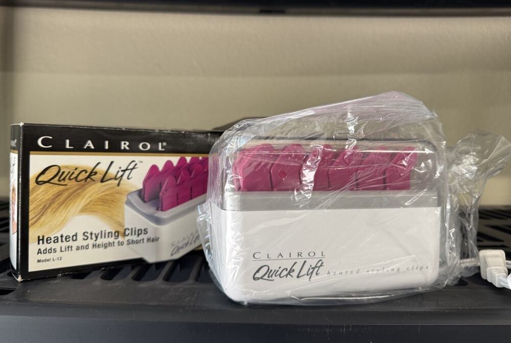 Clairol Quick Lift Heated Pink Styling Clips L-12 NEW In Box Vtg 1990s Big Hair